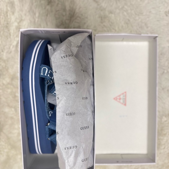 GUESS Navy Blue Platform Logo Sandal - Picture 2 of 6